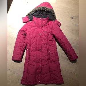 Kids Magenta Quilted Winter Coat with Hood